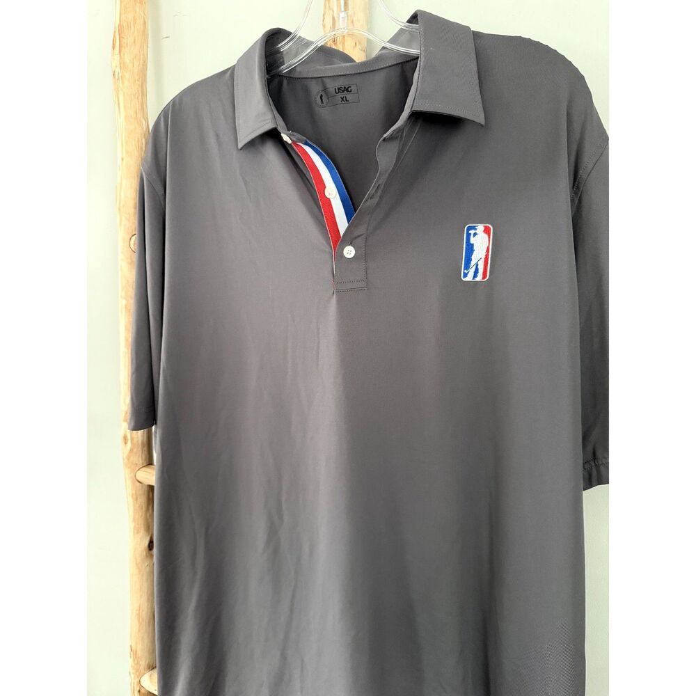USAG Adaptive Golf Performance Polo Shirt Mens XL Gray Short Sleeve Logo